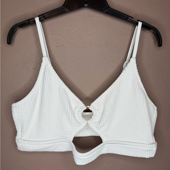 Aerie Crinkle Scoop Cutout Bikini Top White Textured XXL NWT Swim Vacation Boho - Picture 3 of 16